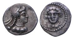Ancient Coins - CILICIA, Tarsos. Tarkumuwa (Datames). Satrap of Cilicia and Cappadocia, 384-361/0 BC. AR Obol - Choice EF