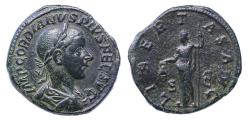 Ancient Coins - Roman Imperial: Gordian III bronze Æ sestertius, Near EF, lovely example with enamel green patina