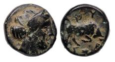Ancient Coins - Greek coins: Rare Ionia Phygela AE bronze, c. 350 BC