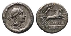 Ancient Coins - Roman Republic: D. Silanus L.f. 91 BC. AR silver Denarius EF and superb for issue!