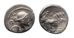 Ancient Coins - Roman Imperatorial: Moneyer issues of Imperatorial Rome. T. Carisius. 46 BC. AR Denarius