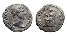 Ancient Coins - Roman Imperial AR silver denarius of Hadrian in Good VF