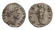 Ancient Coins - Roman Imperial: Antoninus Pius AR Denarius in choice EF