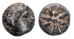 Ancient Coins - Greek coins: Extremely rare Kyrenaika, Kyrene AR Hemiobol Time of Magas, as Ptolemaic governor