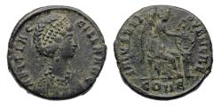 Ancient Coins - Roman Imperial: Fine portrait of Aelia Flaccilla, Augusta. 379-386/8 AD. AE1-2