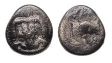 Ancient Coins - Greek coins: Nice scarce Ionia, Samos hemidrachm w Lions scalp, 408-366 BC