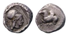 Ancient Coins - Greek Coins: Extremely rare archaic AKARNANIA, Leukas AR drachm 475-460 BC