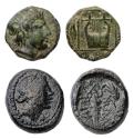 Ancient Coins - Greek coins: Choice Kolophon bronze AE w Lyre and bonus greek bronze (2)!