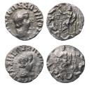 Ancient Coins - BAKTRIA, Indo-Greek Kingdom. Hermaios Soter. Circa 105-90 BC.  Pair of AR silver Drachms