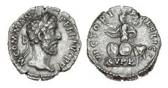 Ancient Coins - Roman Coins: Very rare Commodus silver denarius, VICTORIAE FELICIT CVPP, RIC 196!