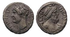 Ancient Coins - Roman Provincial silver tetradrachm of Hadrian with heroic bust of Nilus, Near EF!