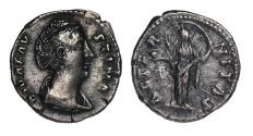 Ancient Coins - Roman Imperial silver denarius of DIVA Faustina - Nice VF!