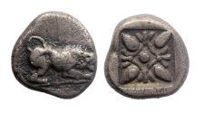 Ancient Coins - Greek Coins: Very rare and attractive Ionia Miletos AR Hemidrachm, Archaic period, 5th. cent. BC
