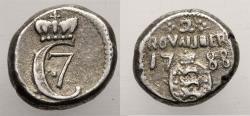 World Coins - Danish India: Tranquebar (Tamil Nadu) Christian VII silver 2 Royalin 1788 - rare date - Near EF!