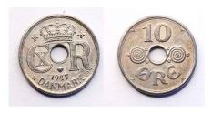 World Coins - Denmark / Daenemark: Scarce 10 øre 1947 kbn, H 26B, key date!