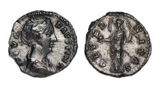 Ancient Coins - Roman Imperial silver denarius of DIVA Faustina - EF, attractive