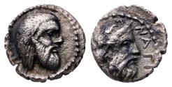 Ancient Coins - CILICIA, Nagidos. Circa 400-380 BC. AR Obol w Pan - Toned EF!