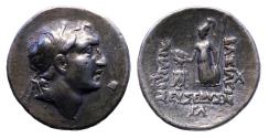 Ancient Coins - KINGS of CAPPADOCIA. Ariarathes V Eusebes (163-130 BC.) AR Drachm - medalic flan Mint A issue!