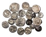Ancient Coins - Lot of 20 Archaic greek silver coins, Asia Minor fractions, 6th.-4th. Cent. BC!