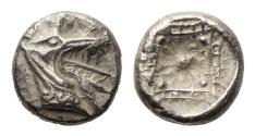 Ancient Coins - Greek coins: Scarce and lovely Kindya / CARIA, Halikarnassos AR silver Hekte with monster!