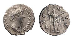 Ancient Coins - Superb Roman Imperial silver denarius of Diva Faustina I under Pius  AD 146-161