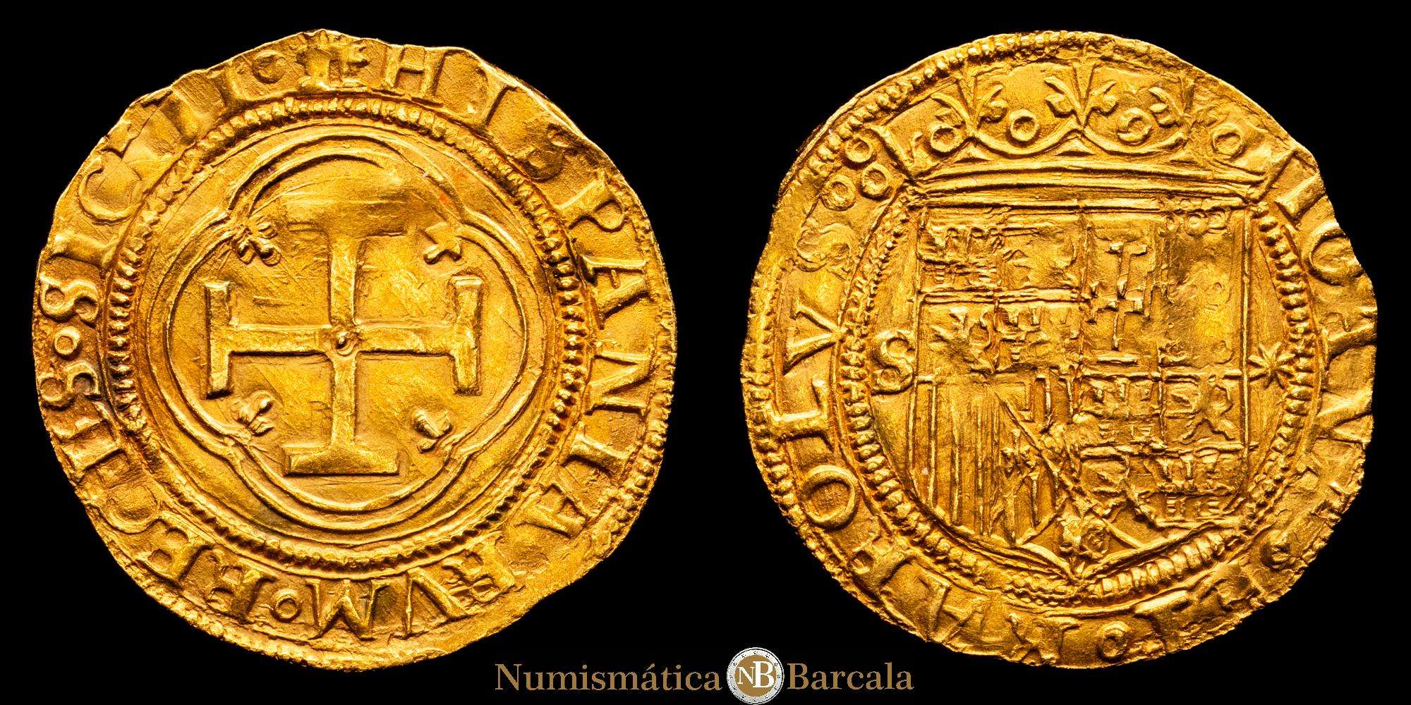 Joanna and Charles (1504-1555). 1 escudo. ND. Seville. (Cal-196
