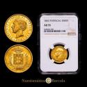 World Coins - Portugal. 5000 Reis, 1862. Fr-150; KM-508. Weight 0.2614 oz. Luis I, 1861-1889. Original luster. Encapsulated by NGC as AU 55.