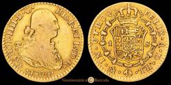 World Coins - Charles IV. 1 Escudo. (3.33 g.). Mexico. 1804/3. T·H. (Cal-1137). Overdate. VF+/EF.