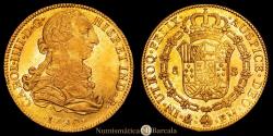 World Coins - Charles IV (1788-1808). 8 escudos. 1790. Mexico. FM. (Cal-1629). (Cal onza-1017). Gold. 26.98 g. 36.7 mm. Bust of Charles III and royal ordinal IIII. Partial original luster. M...