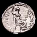 Ancient Coins - Tiberius. Denarius. Lugdunum. 14-37 AD. RIC-30. Encapsulated by NGC as Ch XF.
