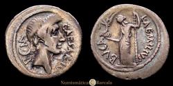 Ancient Coins - Julius Caesar. L. Aemilius Buca. Denarius. 44 BC. Gaul. (Alföldi Type IV, 103 A8/R4). (Ffc-17). (Craw-480/4). AR. 3.56 g. Cabinet patina. Rare. VF.