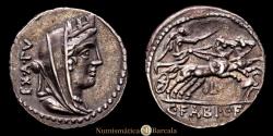 Ancient Coins - C. Fabius C. f. Hadrianus. Denarius. (Silver, 19.50 mm, 3.88 g). Rome. 102 B.C. Craw-322/1b. A very well-struck specimen with a beautiful iridescent patina. In excellent condition.