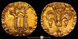 World Coins - Crown of Aragon. John I (1387-1396). Florin. Valencia. (Cru-417). Au. 3.39 grams. Mintmark: Crown. Choice VF.