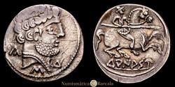 Ancient Coins - Turiasu. Denarius. 120-20 B.C. Tarazona (Zaragoza). (Abh-2417). (Acip-1720). (C-33). Silver. 3.65 g. Choice Very Fine.