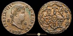 World Coins - Fernando VII. 4 Maravedís. (6.05g.). Segovia. 1833. AC-188. Choice Extremely Fine.