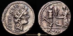 Ancient Coins - Egnatuleia. C. Egnatuleius C. f. Quinarius. 97 BC Rome. (Craw-333/1). (Rsc-Egnatuleia 1). AR. 1.71 grams. Dark patina. Choice Extremely Fine.