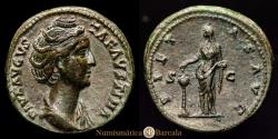 Ancient Coins - Diva Faustina Senior. Died 140/1 AD. Æ As (14.38 g). Rome mint. Struck under Antoninus Pius, circa 141-146 AD. RIC III 1192A (Pius). Choice VF,...