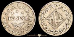 World Coins - Napoleonic Catalonia. 1 Peseta. (5.50g.). Barcelona. 1810. CA-34. Choice Very Fine.