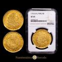 World Coins - Ferdinand VI (1746-1759). 8 escudos. 1751. Lima. J. (Cal-764). (Cal onza-577). Au. Attractive color. Encapsulated by NGC as XF 45. Scarce.