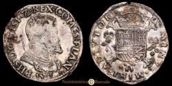 World Coins - Netherlands - Philip II. 1/5 Gold Escudo. (6.12g.). Bruges. 1563. VTI-271. Choice VF.