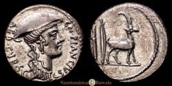 Ancient Coins - Roman Republic, Cn. Plancius, AR denarius, 55 BC, Rome. Cr. 432/1; Syd. 933. 3.77 grams. Choice Extremely Fine. Very beautiful.