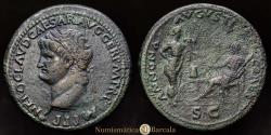 Ancient Coins - Nero. Sestertius. 66 AD. Lugdunum. (RIC-391). (BMCRE-307). (CH-15). AE. 25.09 g. VF+/VF. Rare.