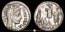 Ancient Coins - L. Aemilius Lepidus. Denarius. (3.76g.). Rome. 62 B.C. Craw-415. XF. TER - L.PAVLLVS