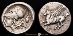 Ancient Coins - Greek Acarnania, Leukas. Circa 320-280 BC. AR Stater (21 mm, 8.57 g). Pegasi 129; HGC 4, 825. Lightly toned, Choice VF.