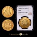 World Coins - Charles IV (1788-1808). 8 escudos. 1800. Popayan. JF. (Cal-1673). (Cal onza-1063). (Restrepo-98-20). Gold. 27.02 g. Encapsulated by NGC as AU 58. Beautiful patina.