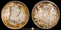 World Coins - Ferdinand VII (1808-1833). 8 reales. 1821. Zacatecas. RG. (Zacatecas - Royalist coinage). (Cal-1465). Ag. 26.86 grams. XF. Green patina on the peripheries.