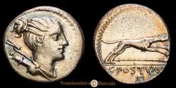 Ancient Coins - C. Postumius. Denarius (3.64 g.). Rome, 74 B.C. Craw-394. XF.