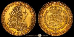 World Coins - Ferdinand VI (1746-1759). 8 escudos. 1753. Lima. J. (Cal-766). (Cal onza-580). Au. 26.95 g. Attractive color. Traces of original luster. Rare. Choice Extremely Fine.