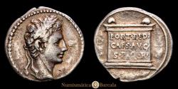 Ancient Coins - Roman Empire - Augustus (27 BC - 14 AD) Denarius. 20-19 BC. Colonia Patricia (Cordoba). 3.70 g. C-104; RIC-54a; BMC-359. Patina. SCARCE. VF+. Ex TR Hardaker Collection