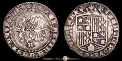 World Coins - Ferdinand and Isabella (1474-1504). 1 real. Burgos. (Cal-312). Silver. 3.12 g. Parsley mintmark at the end of the reverse legend. VF.